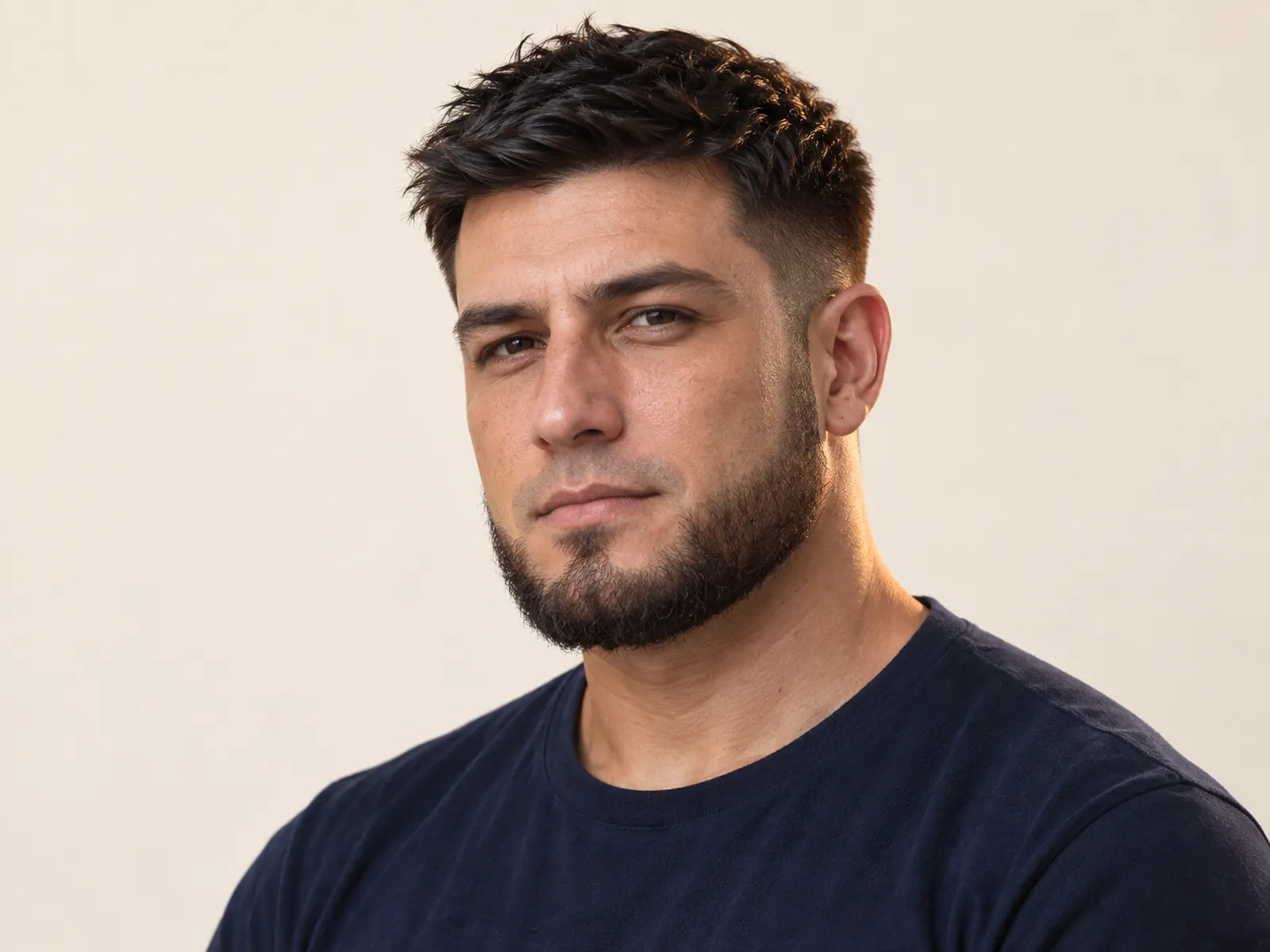 Hombre chileno con barba en la mandíbula y el labio superior afeitado