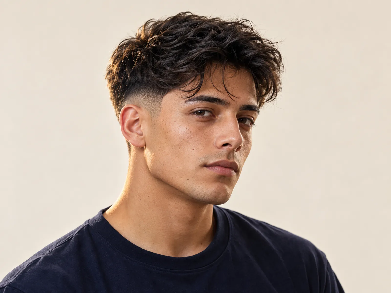Hombre chileno con un corte de moda: degradado bajo y textura arriba