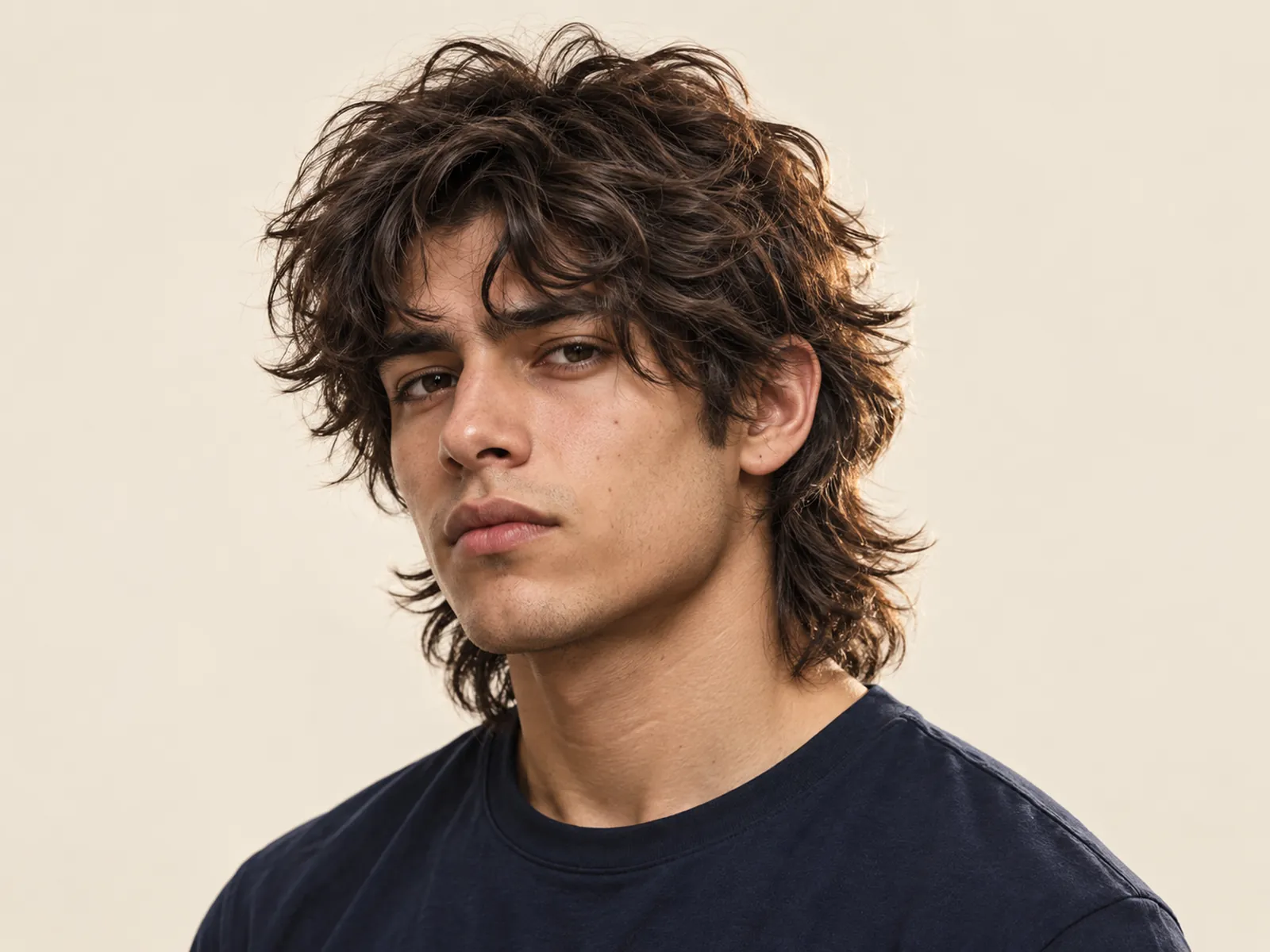 Joven chileno con wolf cut: capas desordenadas y nuca más larga